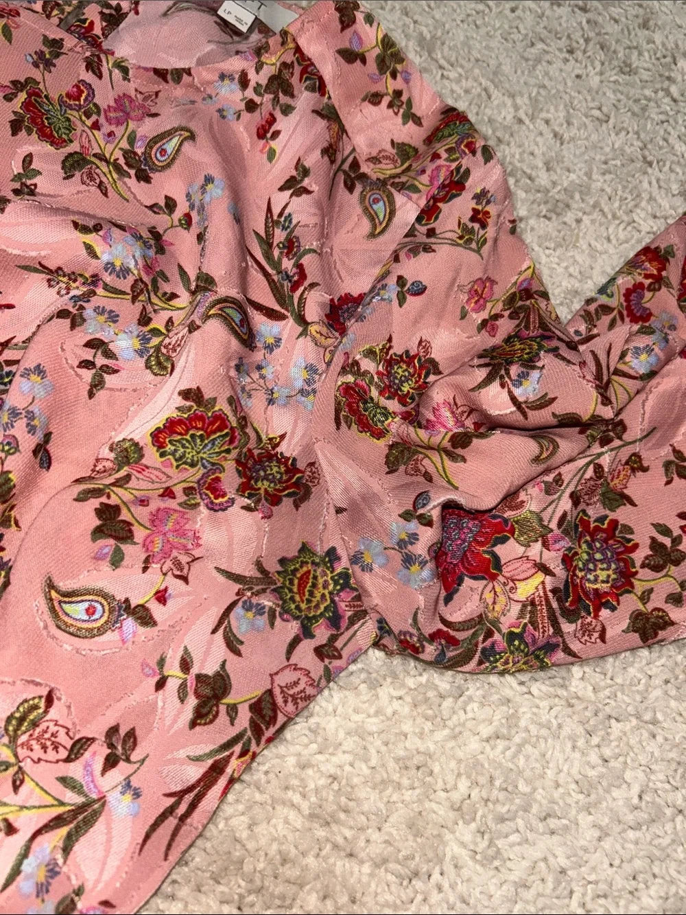 LOFT Pink Floral Puff-Sleeve Blouse